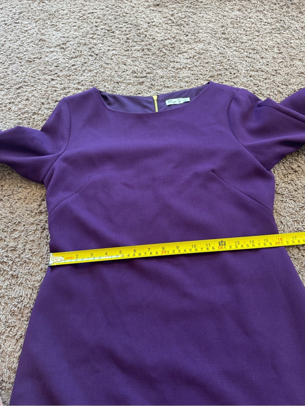 Eliza J Purple Eggplant Plum Shirttail Hem Sheath Dress 3/4 Sleeve 8 - Picture 10 of 10